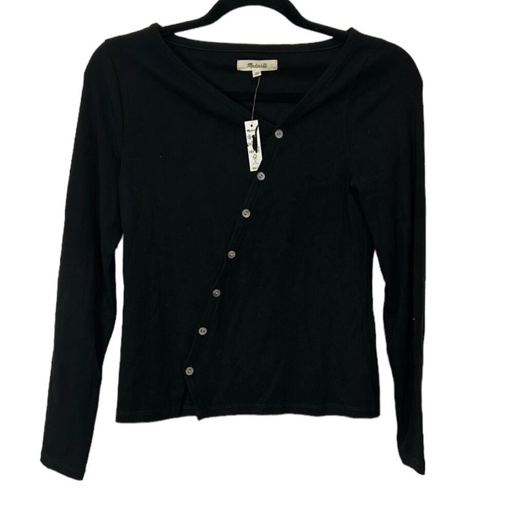 Madewell Asymmetrical Button-Front Cardigan Black Women’s size XS - Picture 5 of 12
